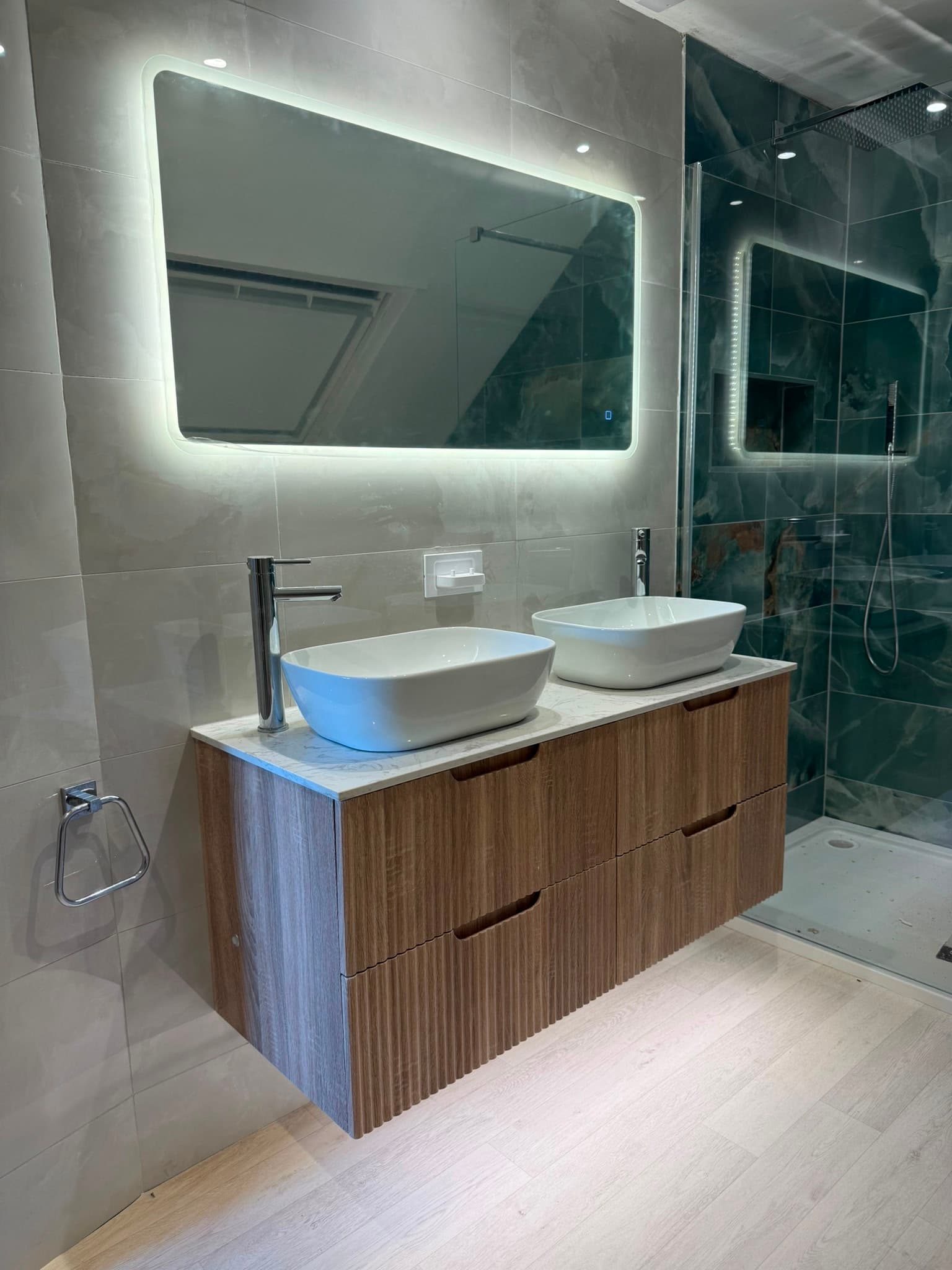 Green tile bathroom renovation