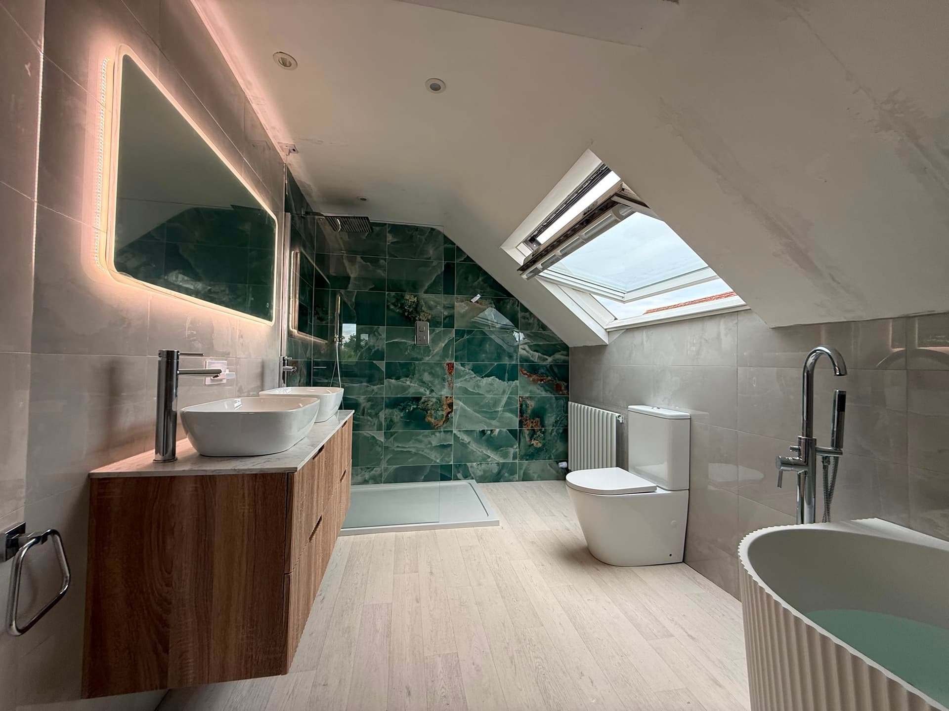 Green tile bathroom renovation